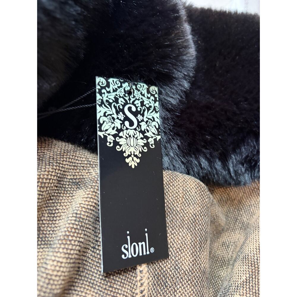 Sioni NWT Black Faux Fur Leopard Sweater Coat/Poncho, S/M - Picture 5 of 8